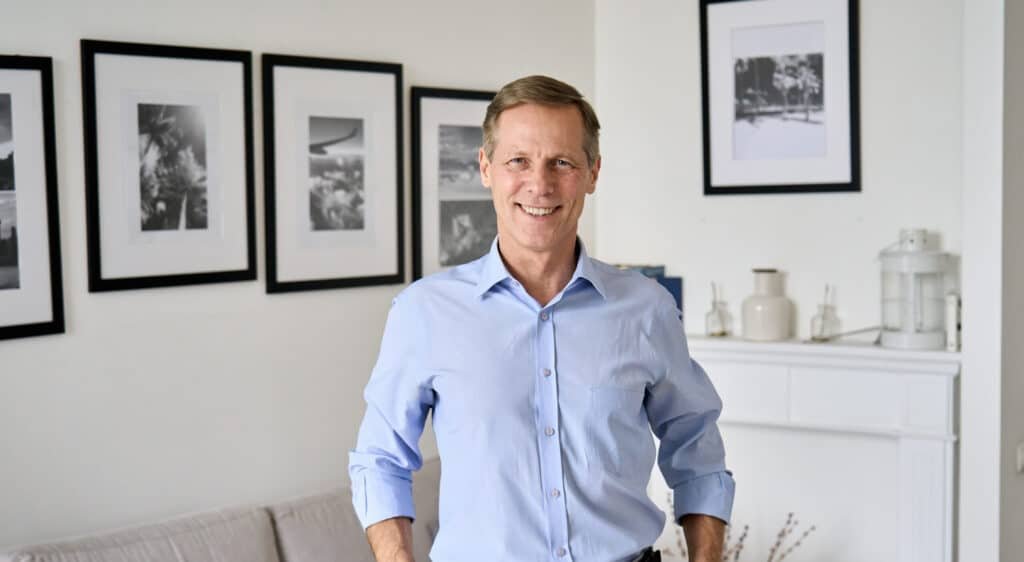Smiling,Handsome,Elegant,Satisfied,60s,Senior,Man,Standing,At,Home